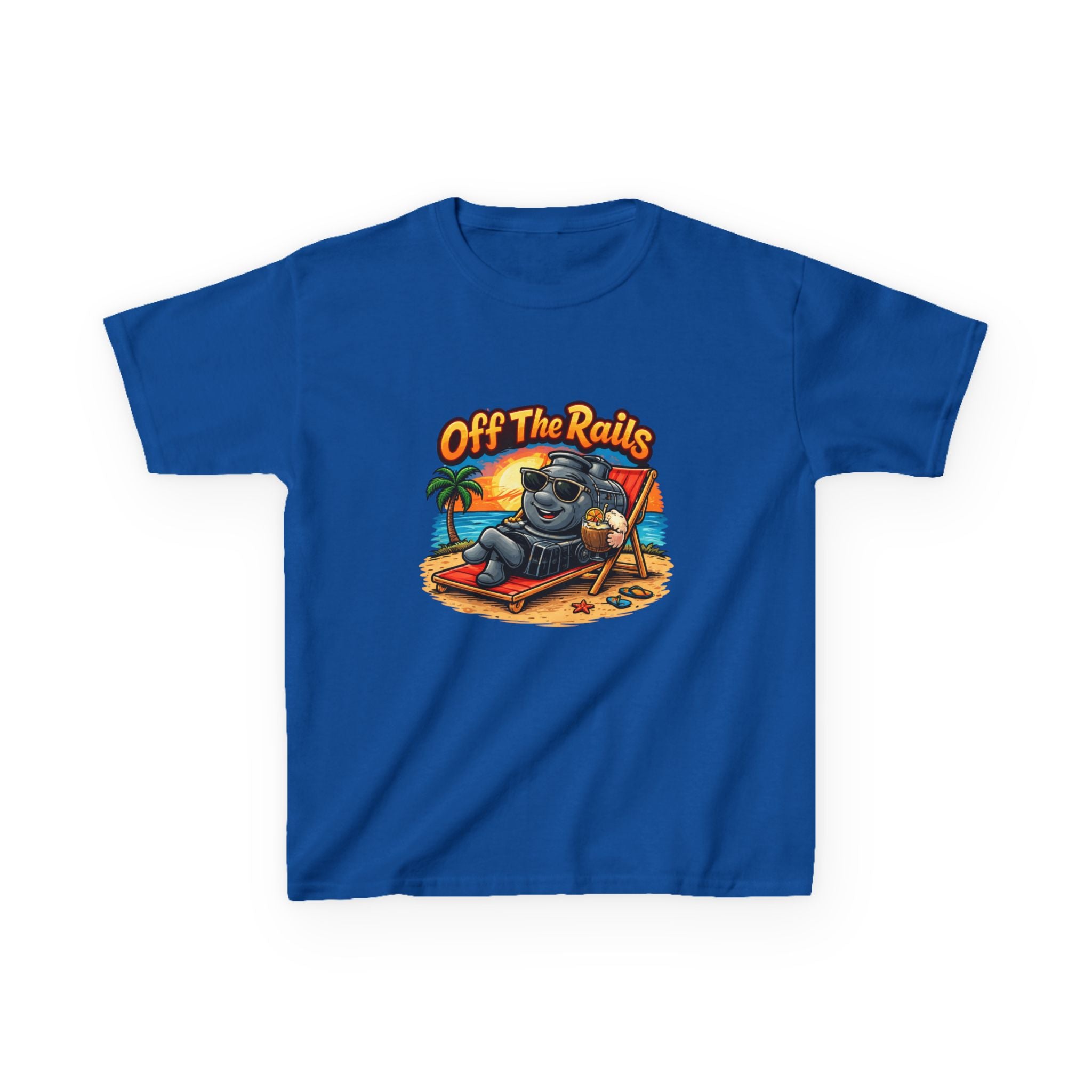 Kids T‑Shirt — "Off The Rails" Train Chill Beach Graphic Tee
