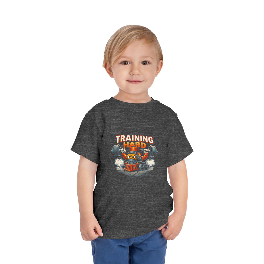 Toddler Tee — 'Training Hard' Muscle Train Engine Graphic Shirt