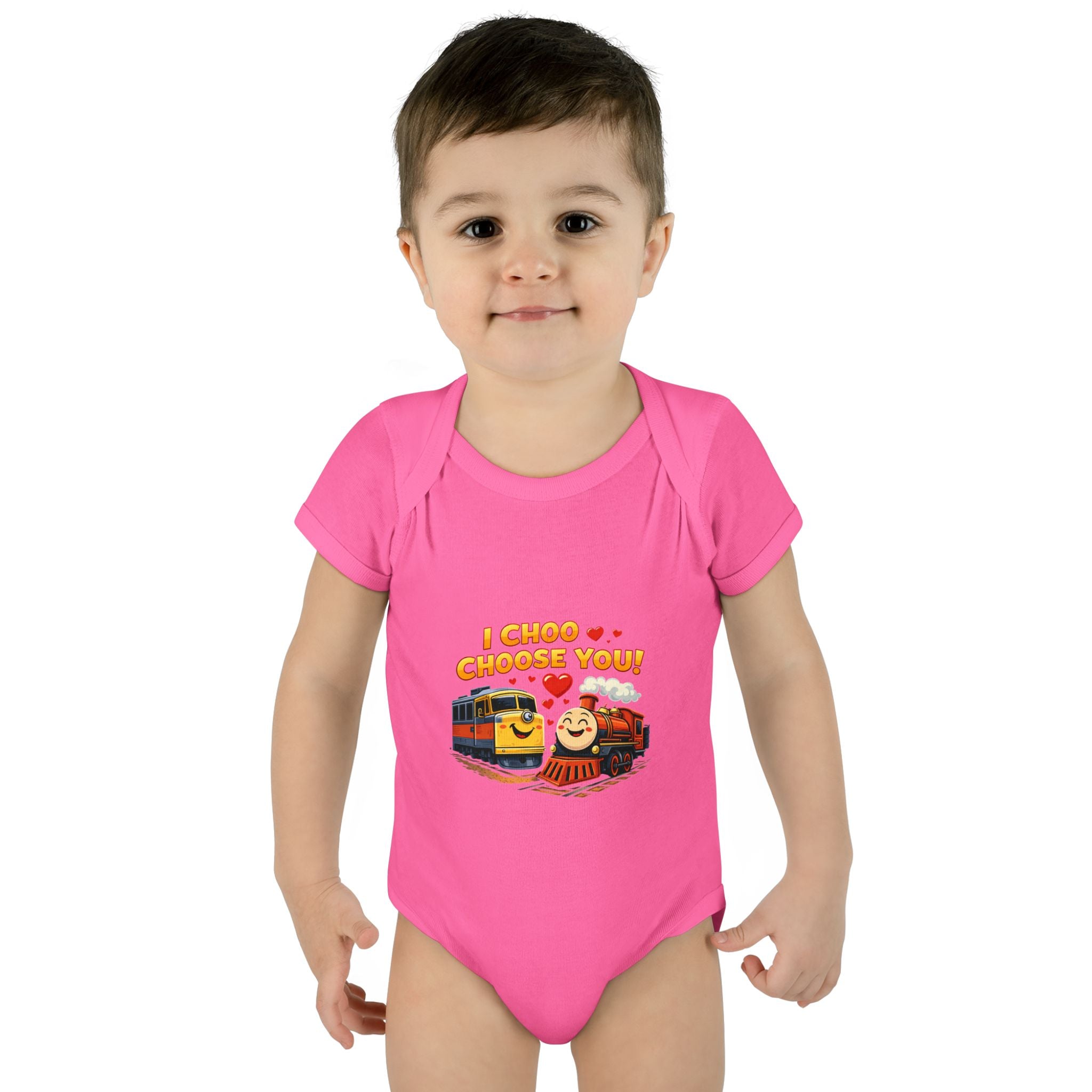Infant Bodysuit – "I Choo Choose You" Cute Train Baby Onesie, Valentine's Day Baby Gift