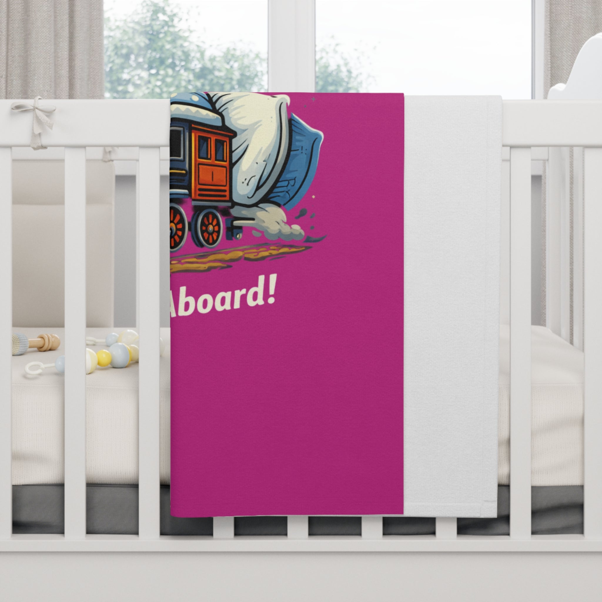 Nap Time Express Baby Blanket – Cute Train Sleep Fleece for Infants & Toddlers Pink