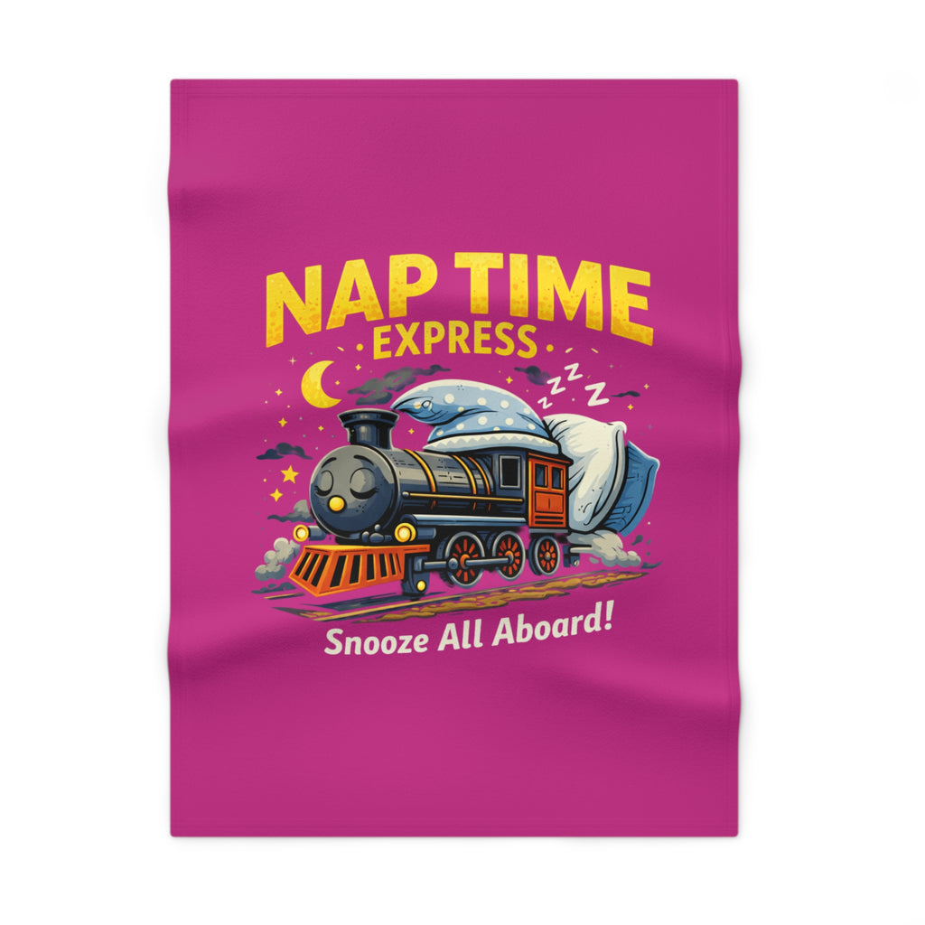 Nap Time Express Baby Blanket – Cute Train Sleep Fleece for Infants & Toddlers Pink
