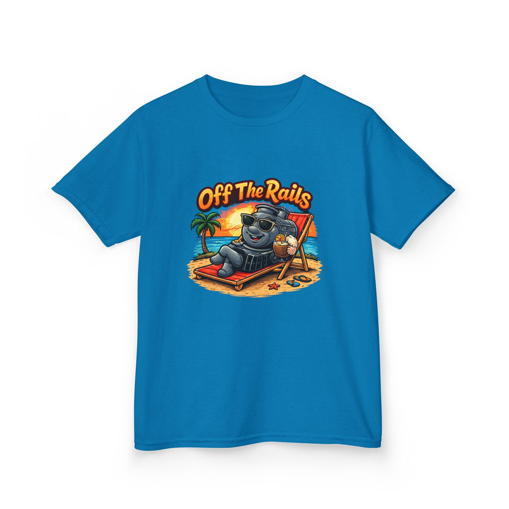 Kids T‑Shirt — "Off The Rails" Train Chill Beach Graphic Tee