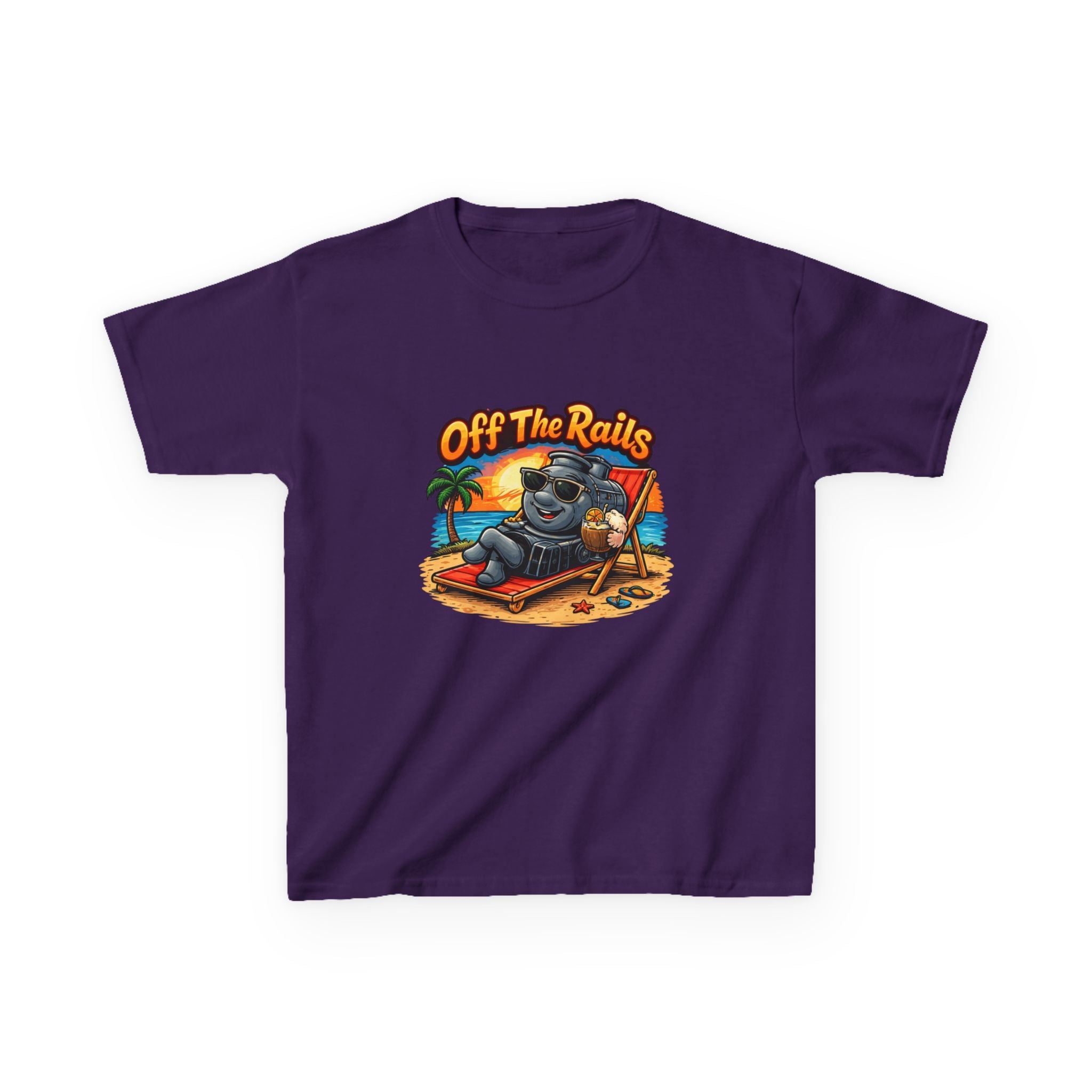 Kids T‑Shirt — "Off The Rails" Train Chill Beach Graphic Tee