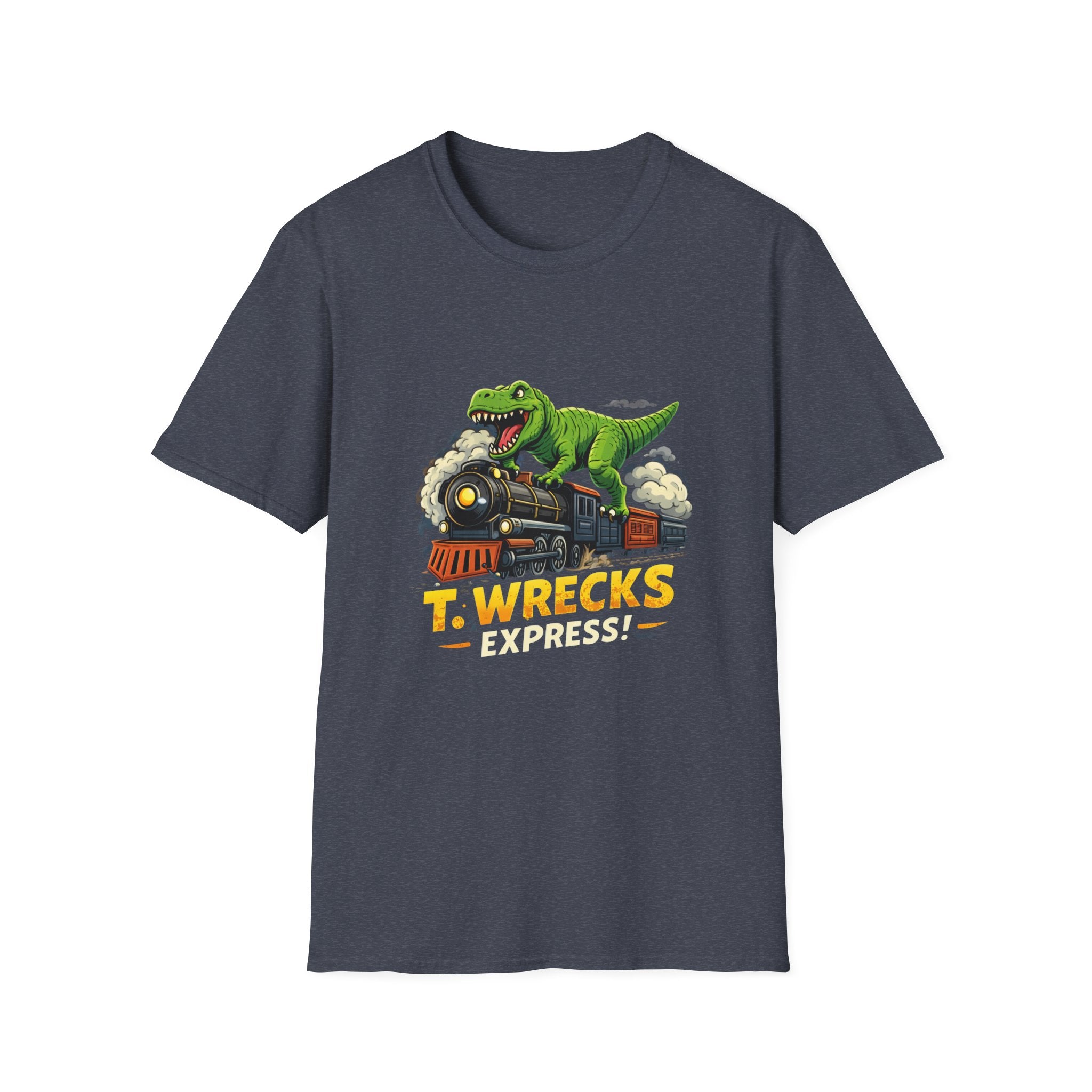 T-Rex Train T-Shirt — "T. Wrecks Express" Dino Graphic Tee