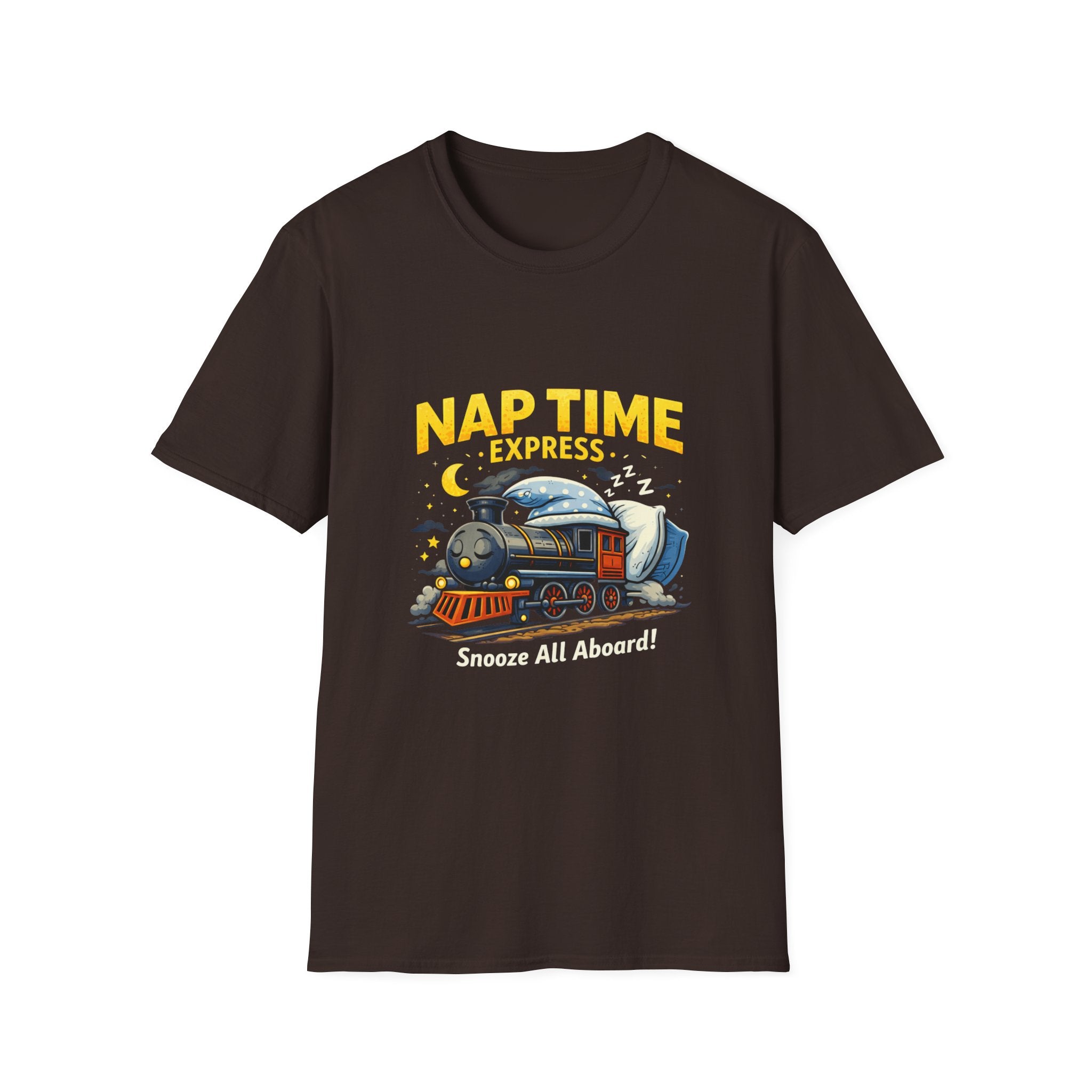 Nap Time Express T-Shirt — "Snooze All Aboard" Cute Train Sleep Graphic Tee