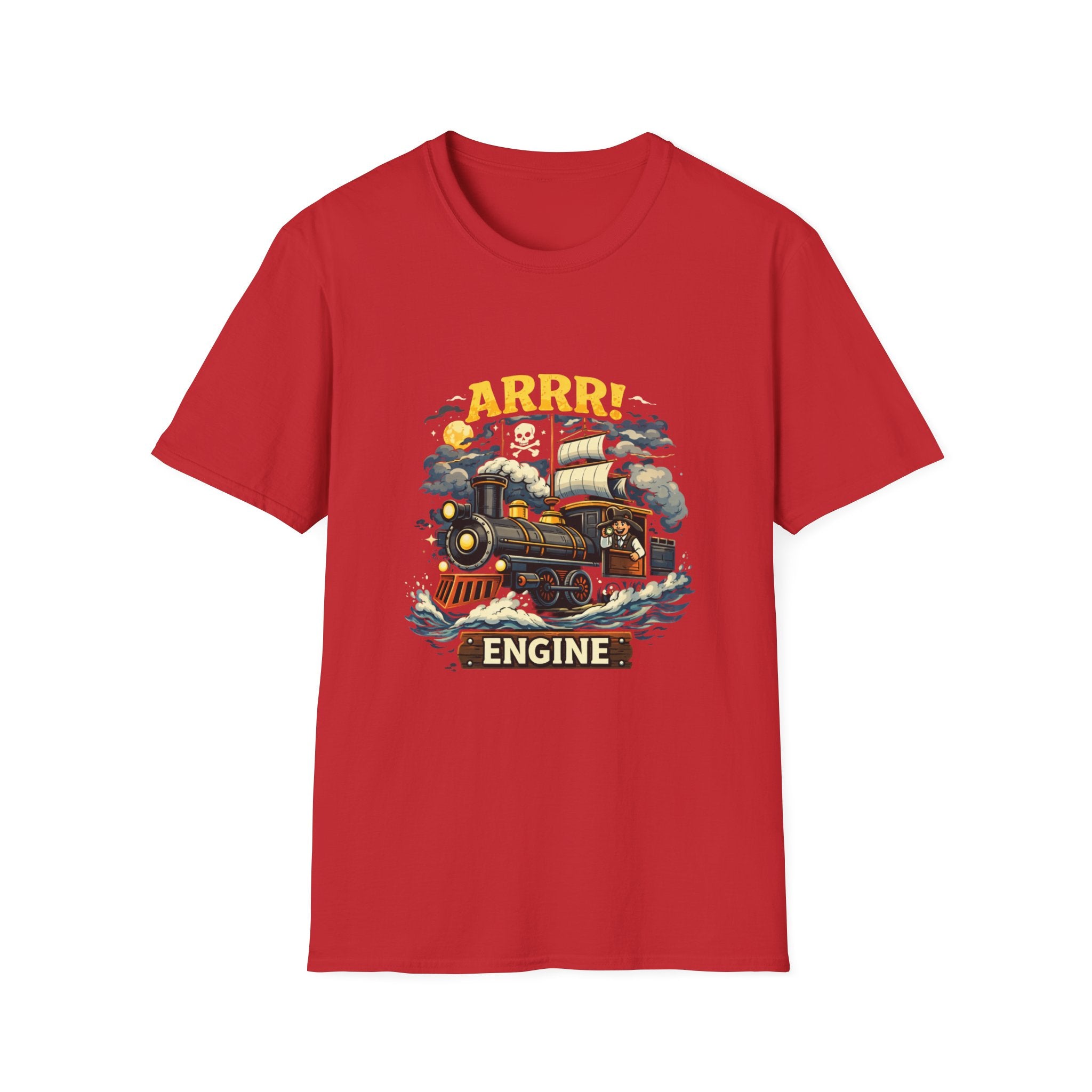 Pirate Train T-Shirt — "Arrr! Engine" Vintage Nautical Steam Locomotive Tee