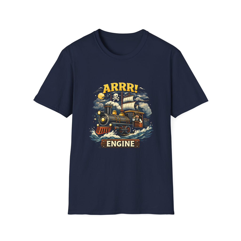 Pirate Train T-Shirt — "Arrr! Engine" Vintage Nautical Steam Locomotive Tee