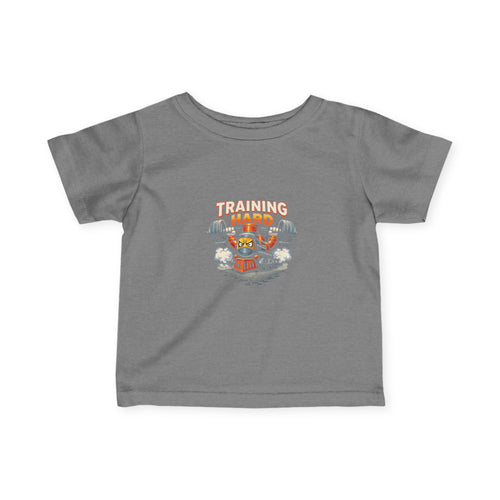 Infant Tee — "Training Hard" Cute Robot Gym Baby Shirt