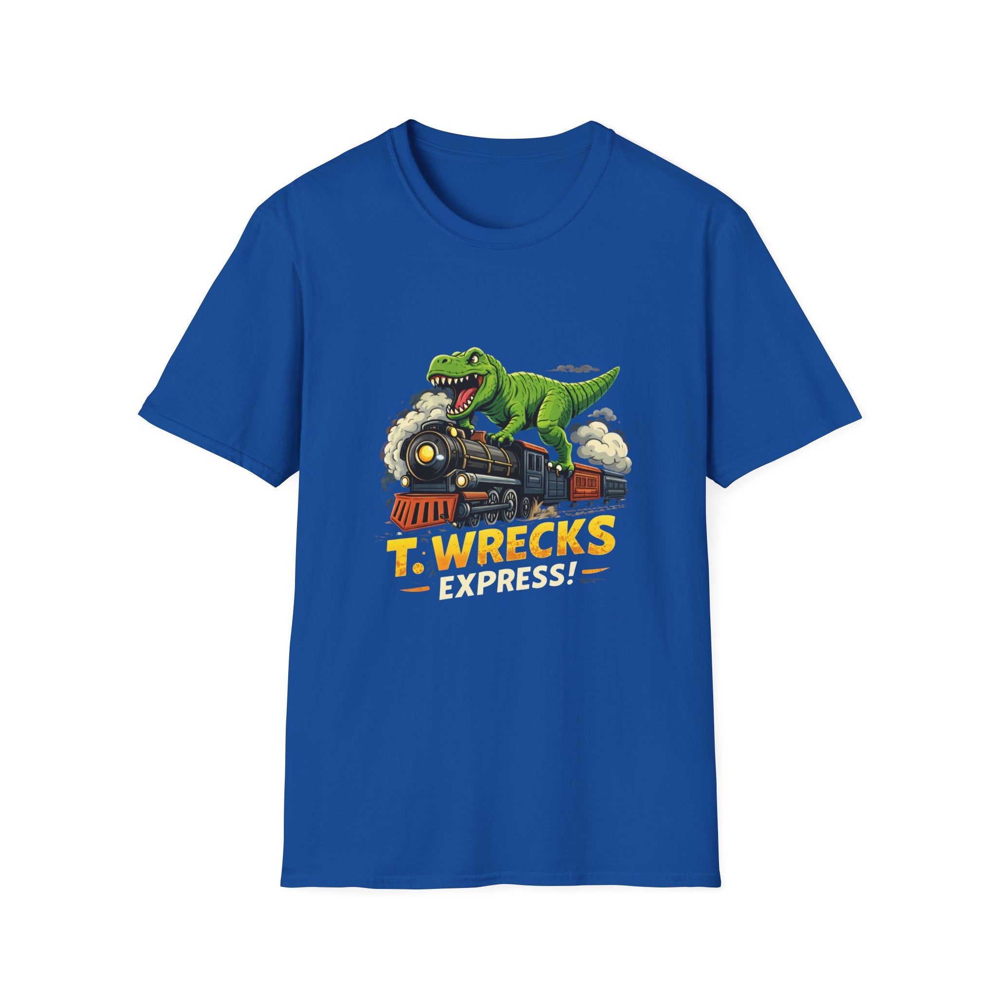 T-Rex Train T-Shirt — "T. Wrecks Express" Dino Graphic Tee