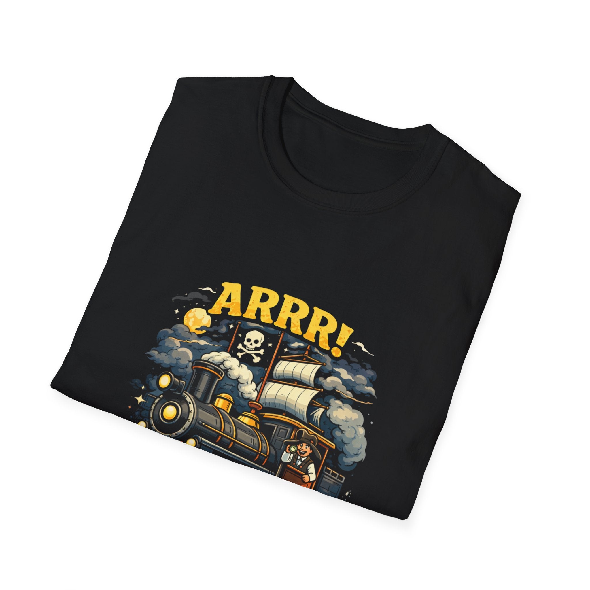 Pirate Train T-Shirt — "Arrr! Engine" Vintage Nautical Steam Locomotive Tee