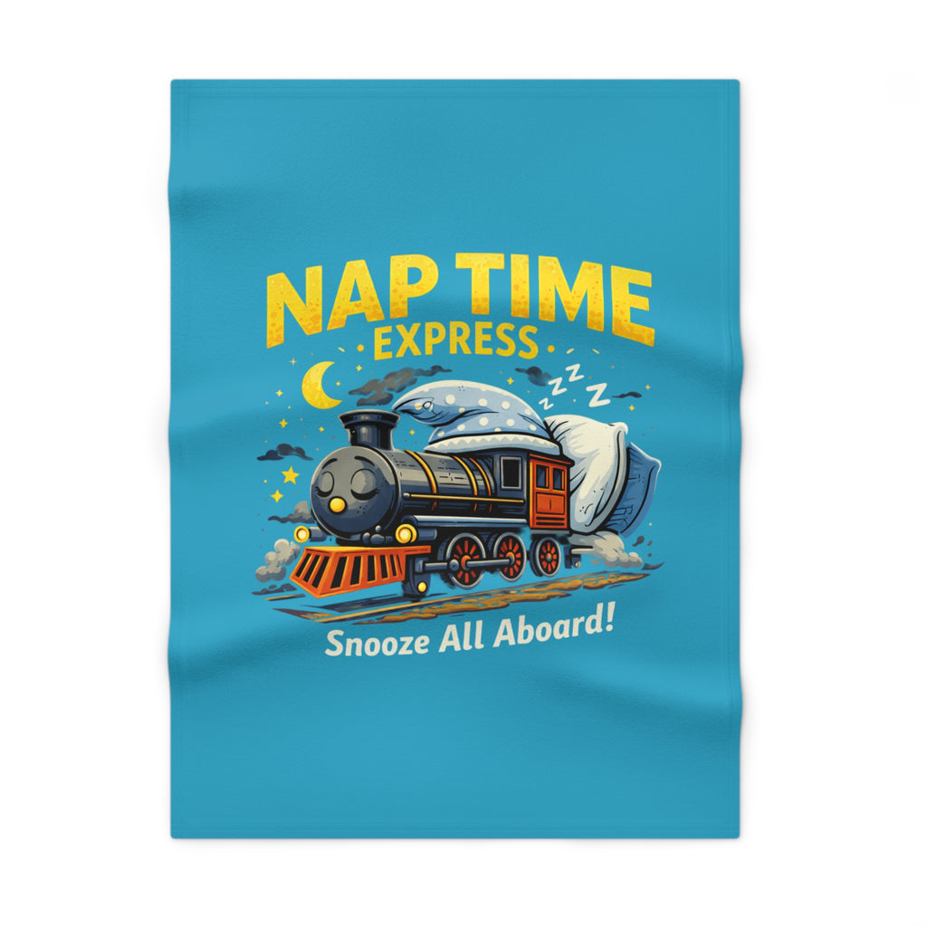Nap Time Express Baby Blanket – Cute Train Sleep Fleece for Infants & Toddlers Turquoise