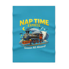 Nap Time Express Baby Blanket – Cute Train Sleep Fleece for Infants & Toddlers Turquoise