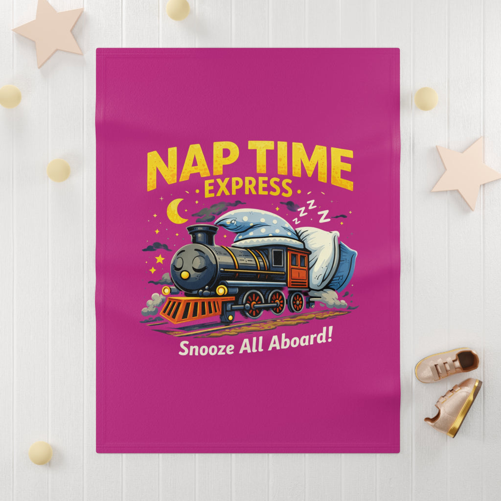 Nap Time Express Baby Blanket – Cute Train Sleep Fleece for Infants & Toddlers Pink
