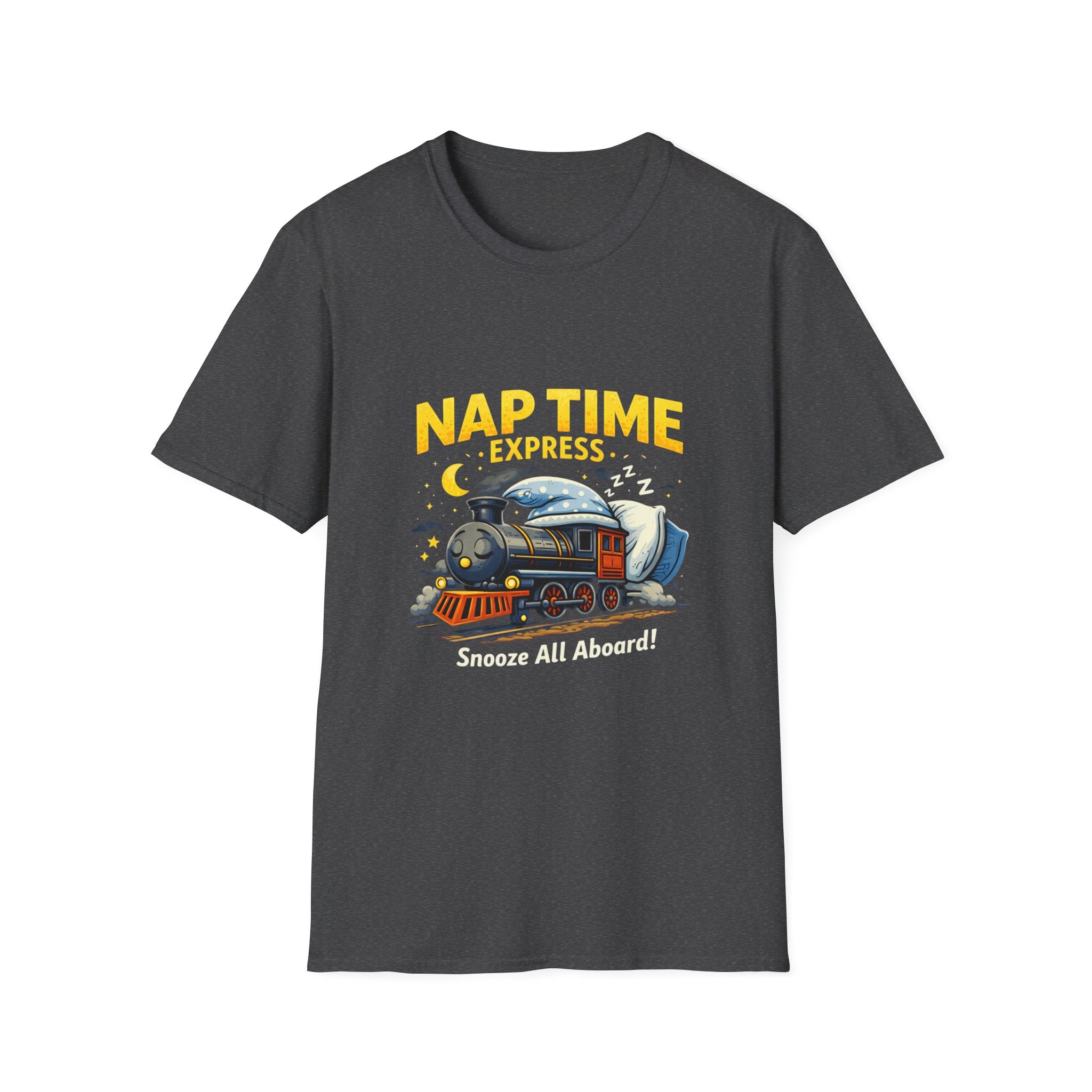 Nap Time Express T-Shirt — "Snooze All Aboard" Cute Train Sleep Graphic Tee