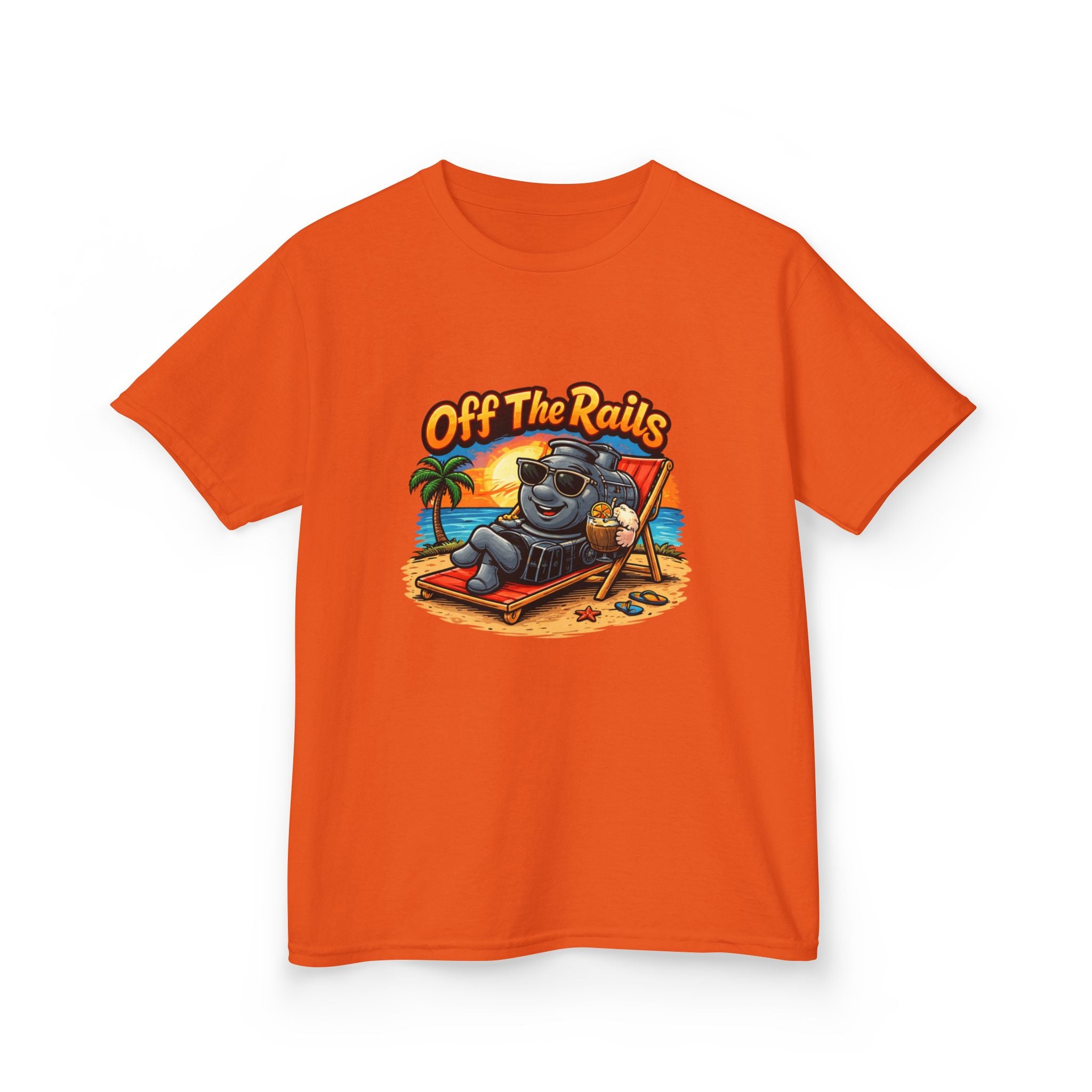 Kids T‑Shirt — "Off The Rails" Train Chill Beach Graphic Tee