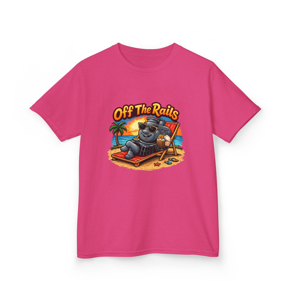 Kids T‑Shirt — "Off The Rails" Train Chill Beach Graphic Tee