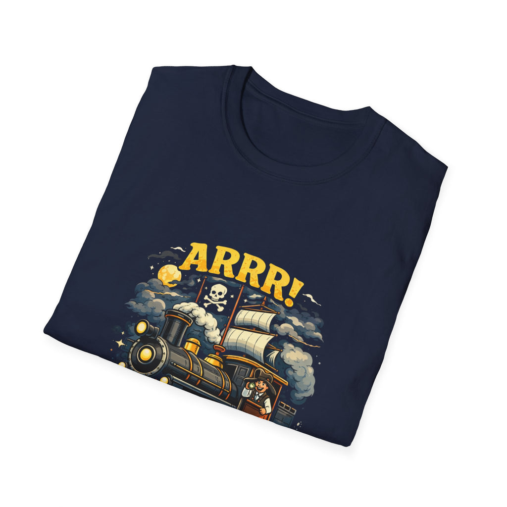 Pirate Train T-Shirt — "Arrr! Engine" Vintage Nautical Steam Locomotive Tee