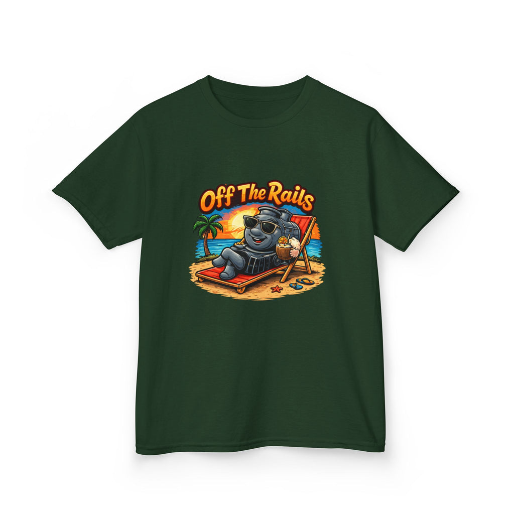 Kids T‑Shirt — "Off The Rails" Train Chill Beach Graphic Tee