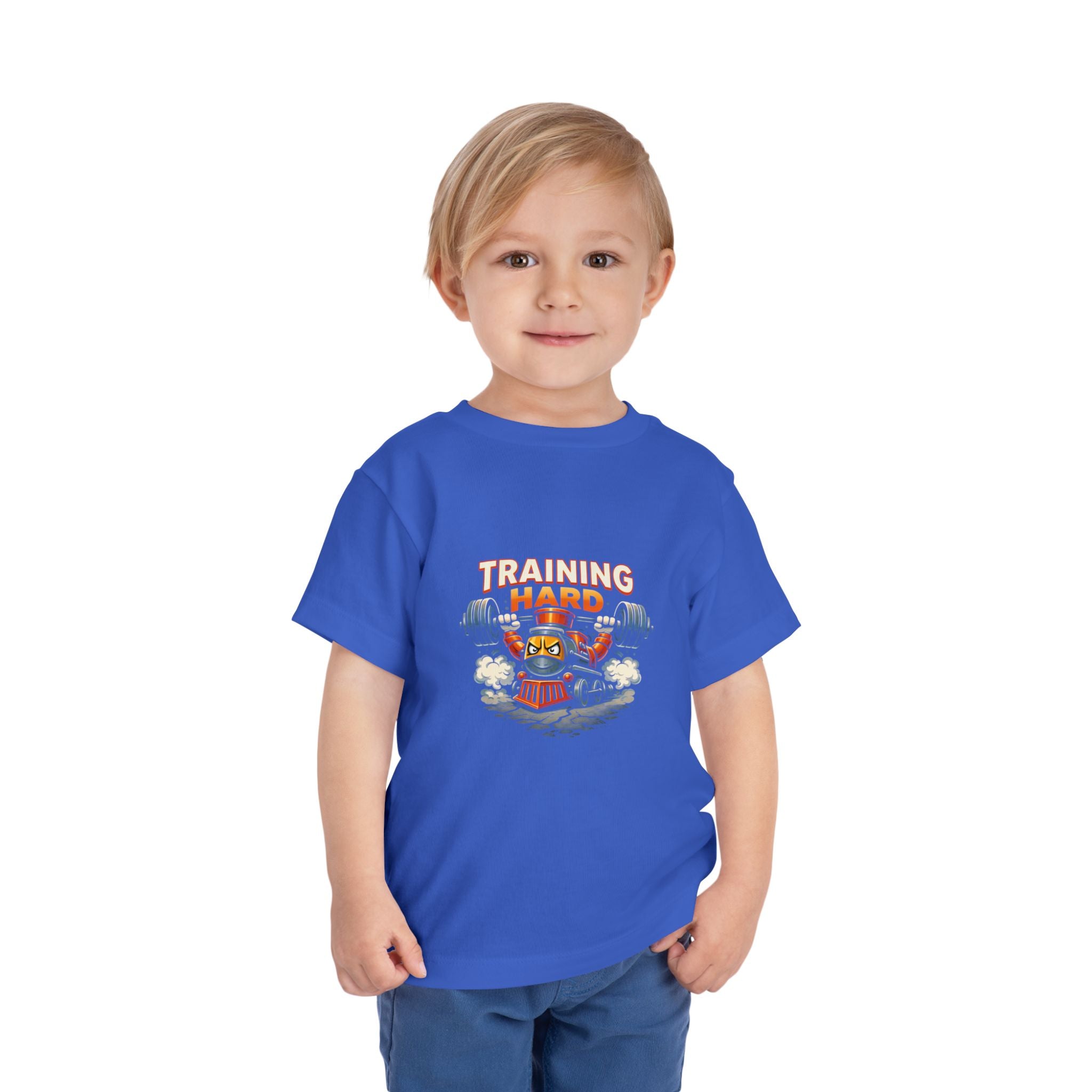Toddler Tee — 'Training Hard' Muscle Train Engine Graphic Shirt