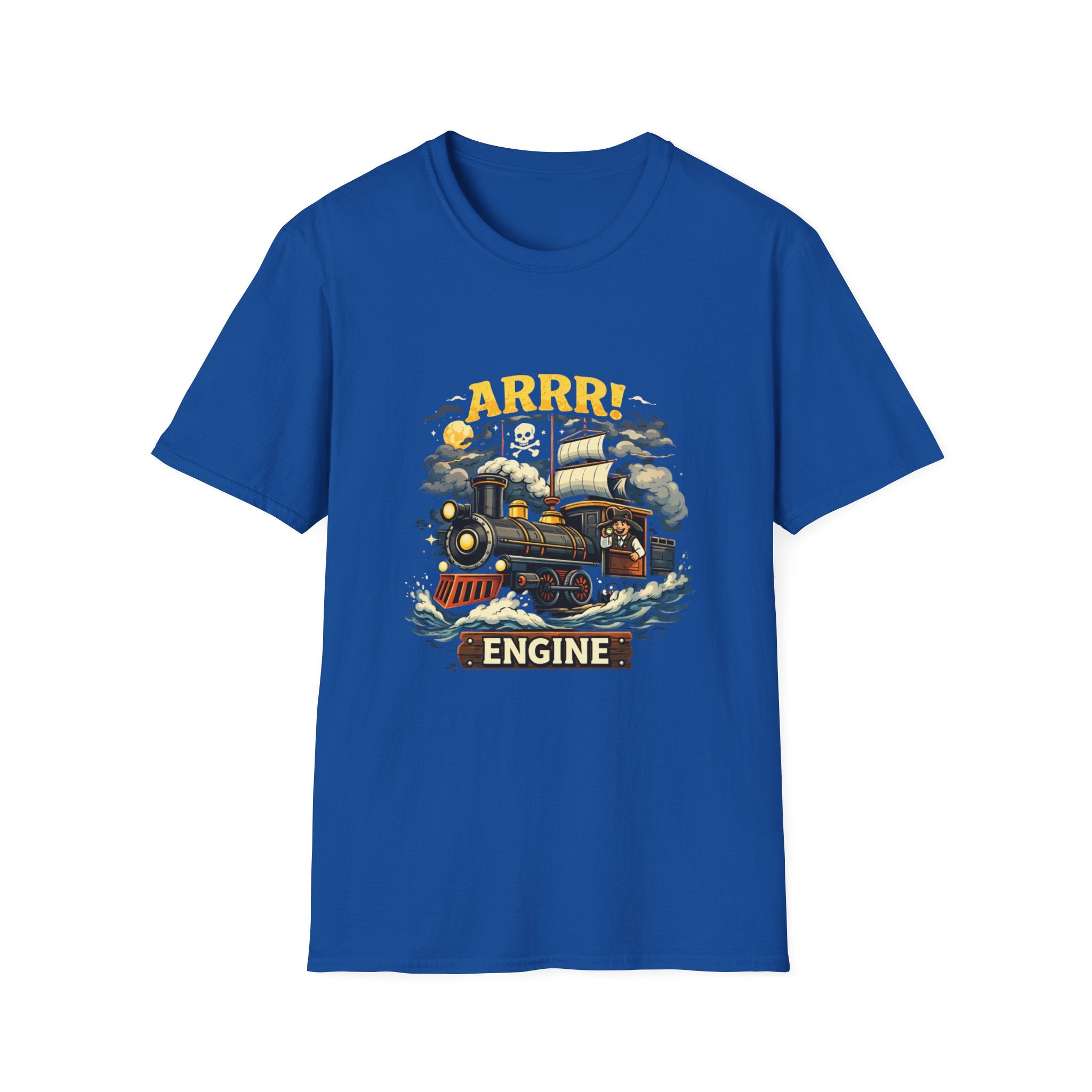 Pirate Train T-Shirt — "Arrr! Engine" Vintage Nautical Steam Locomotive Tee