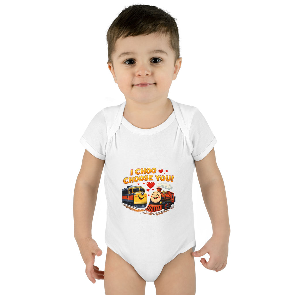 Infant Bodysuit – "I Choo Choose You" Cute Train Baby Onesie, Valentine's Day Baby Gift