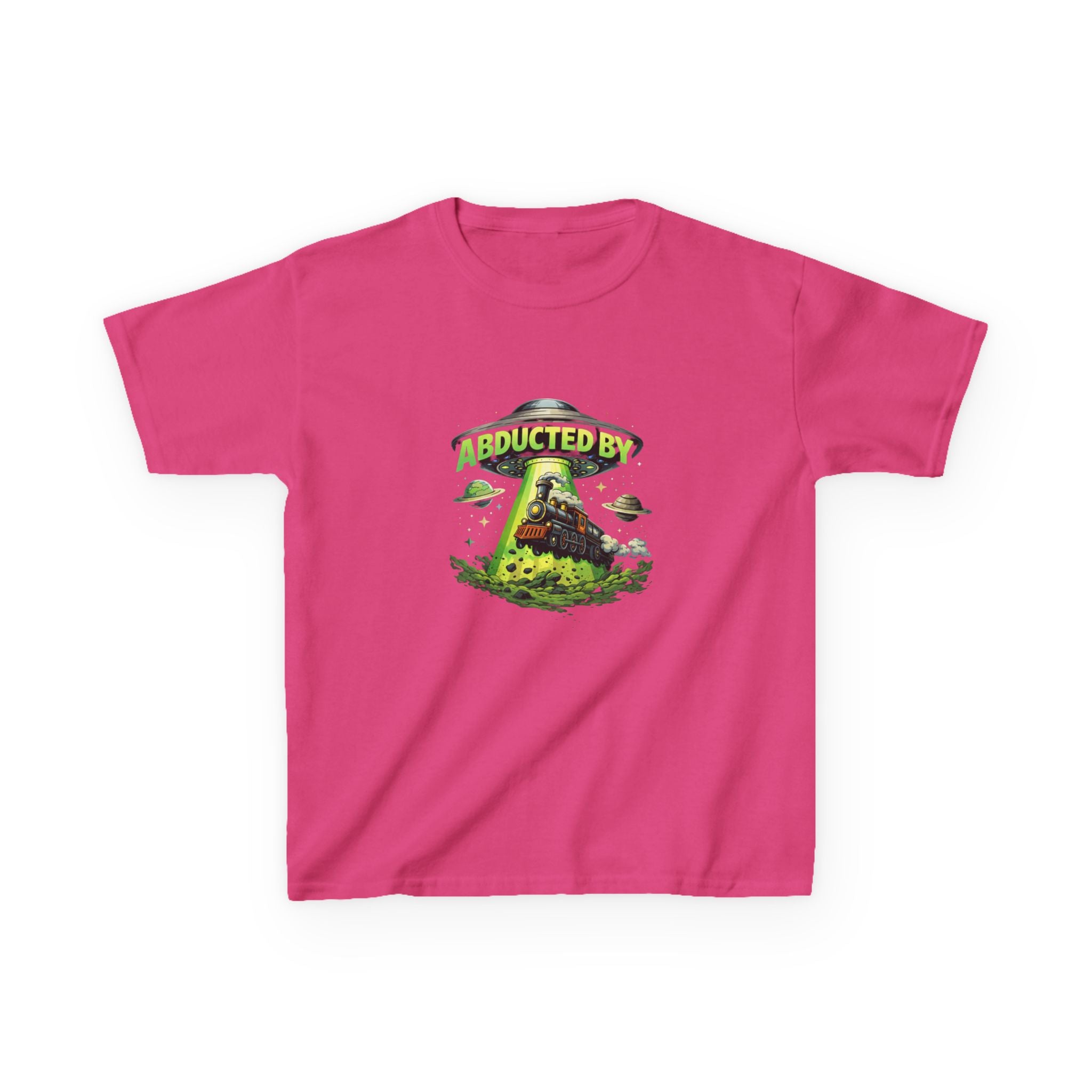 Kids Tee — "Abducted By Aliens" Glow UFO Space Graphic