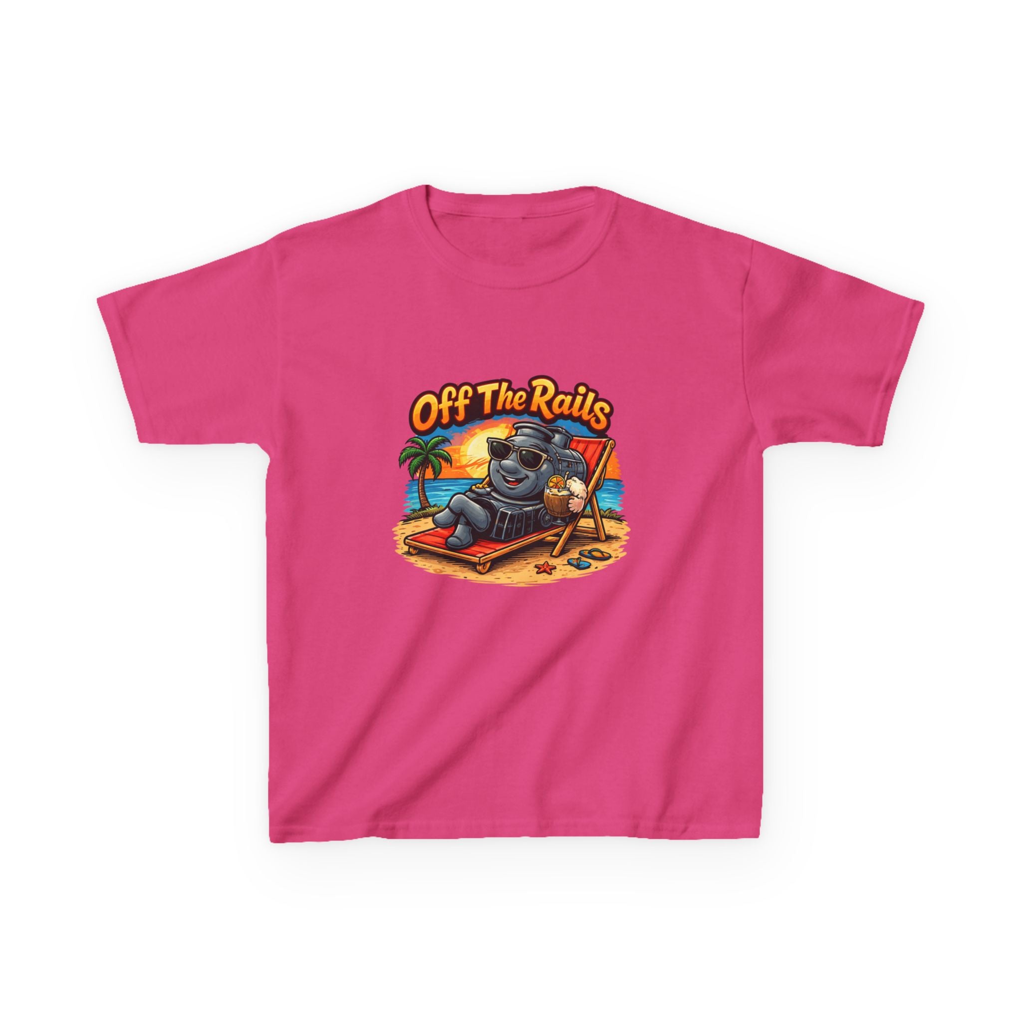 Kids T‑Shirt — "Off The Rails" Train Chill Beach Graphic Tee