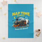 Nap Time Express Baby Blanket – Cute Train Sleep Fleece for Infants & Toddlers Turquoise