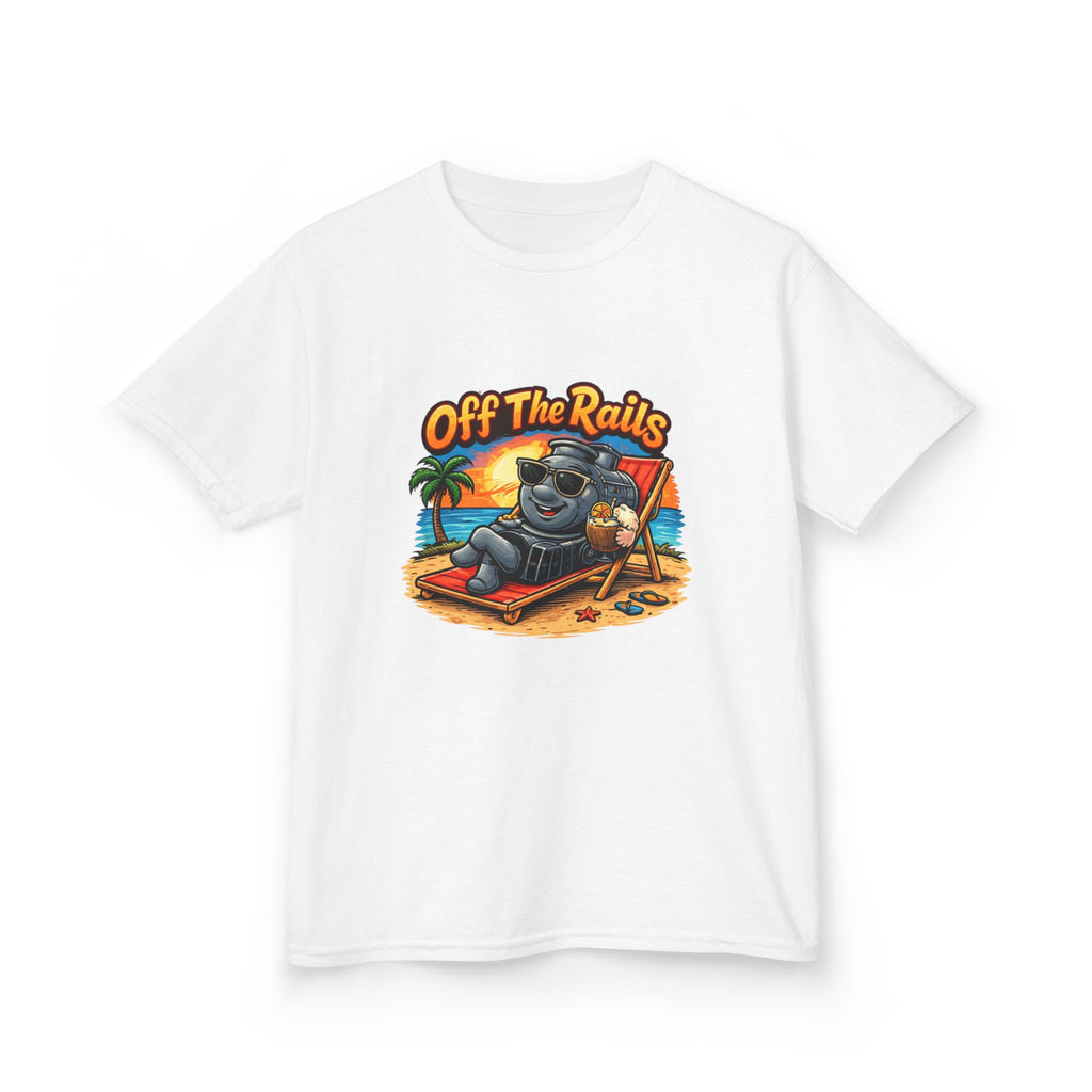 Kids T‑Shirt — "Off The Rails" Train Chill Beach Graphic Tee