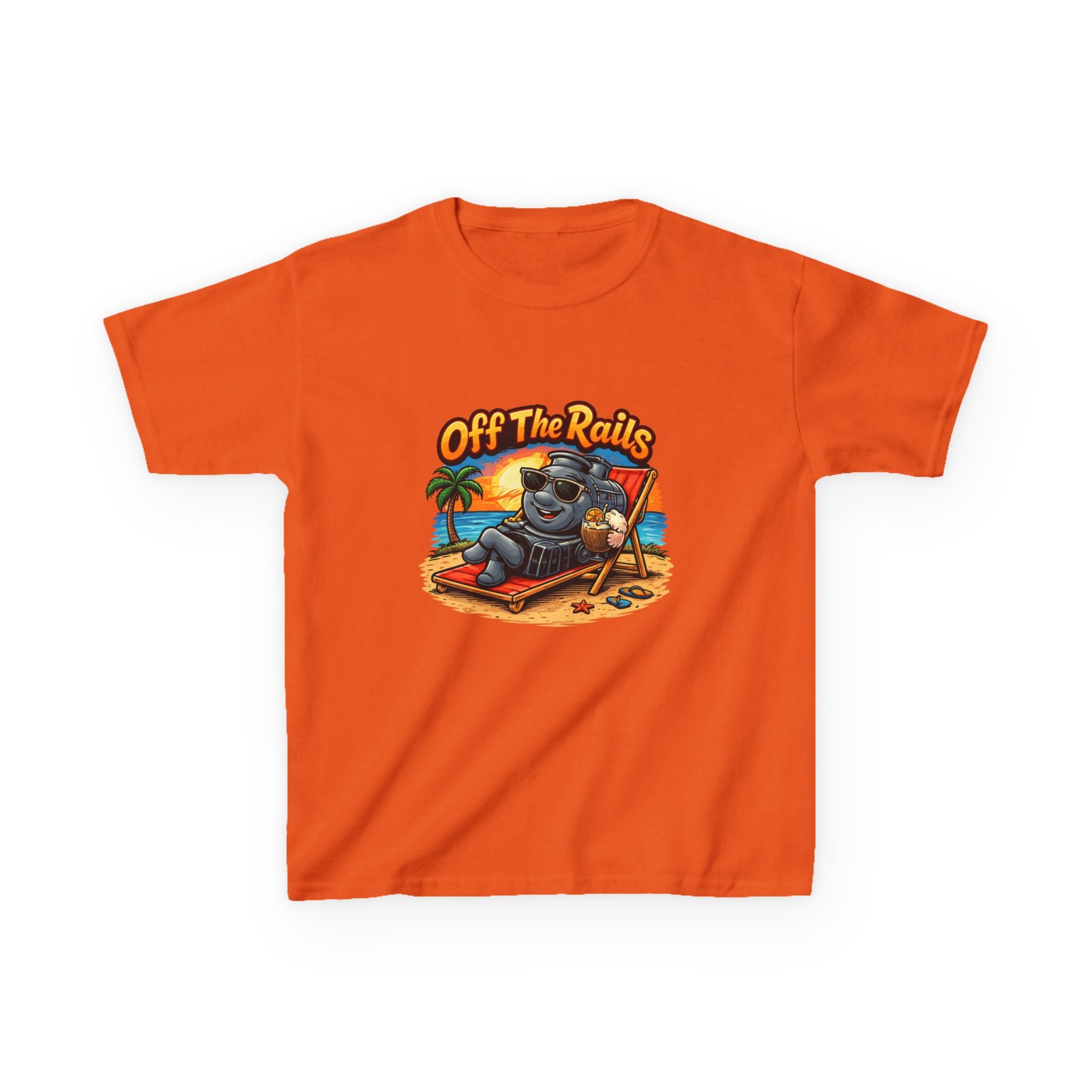 Kids T‑Shirt — "Off The Rails" Train Chill Beach Graphic Tee