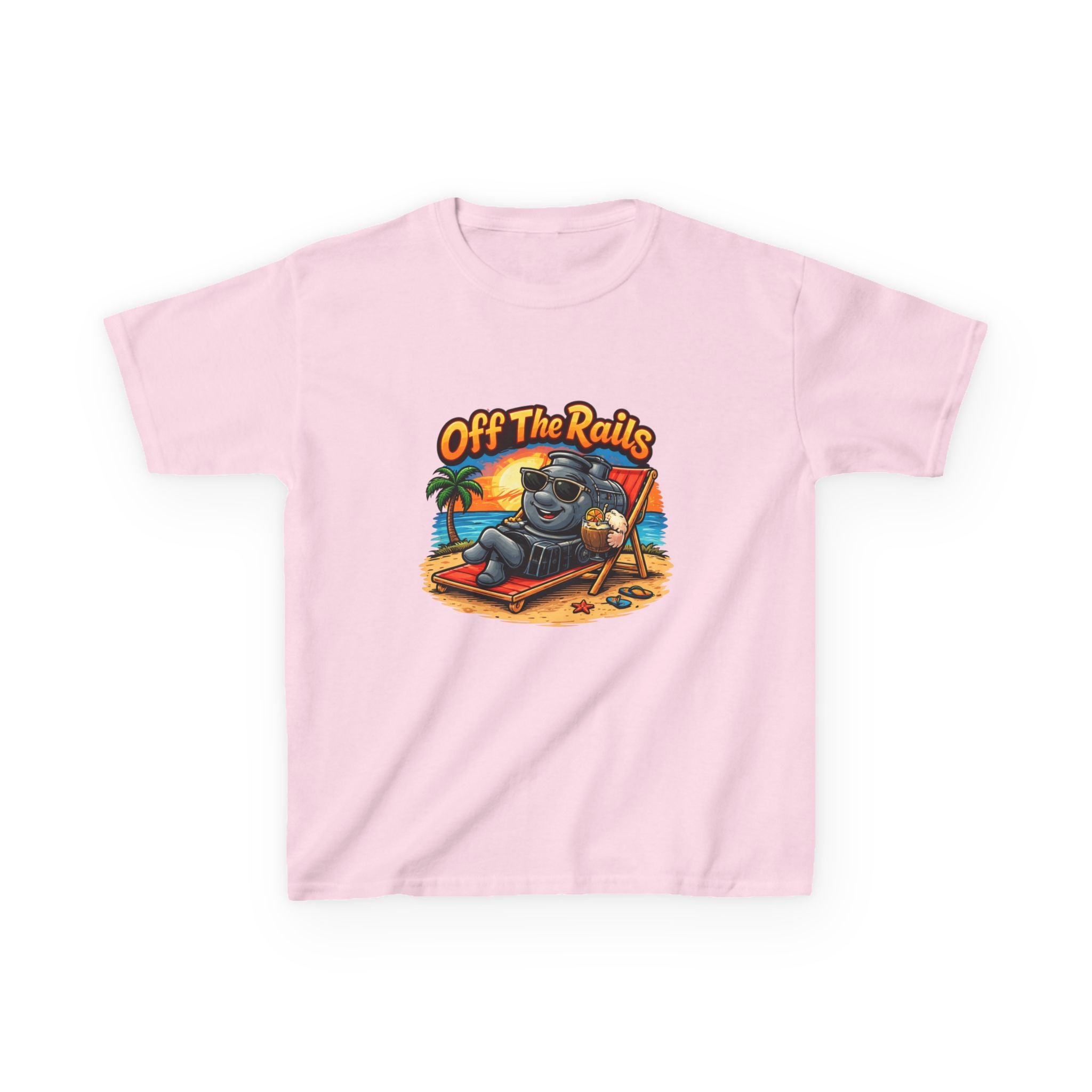 Kids T‑Shirt — "Off The Rails" Train Chill Beach Graphic Tee