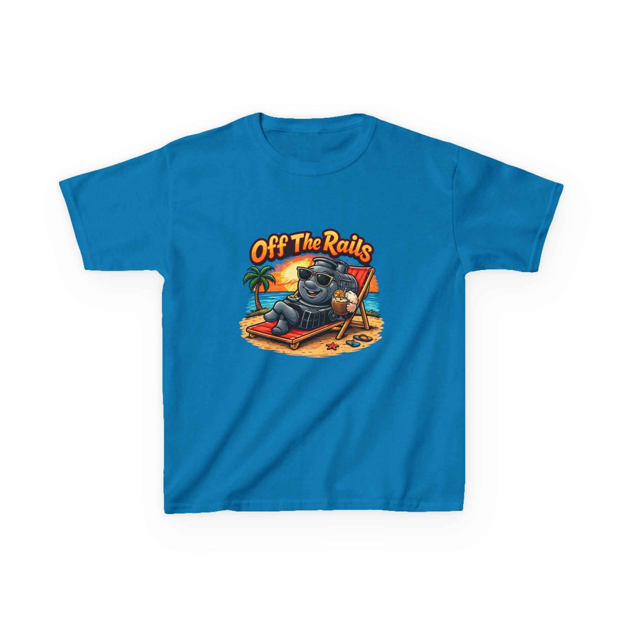 Kids T‑Shirt — "Off The Rails" Train Chill Beach Graphic Tee