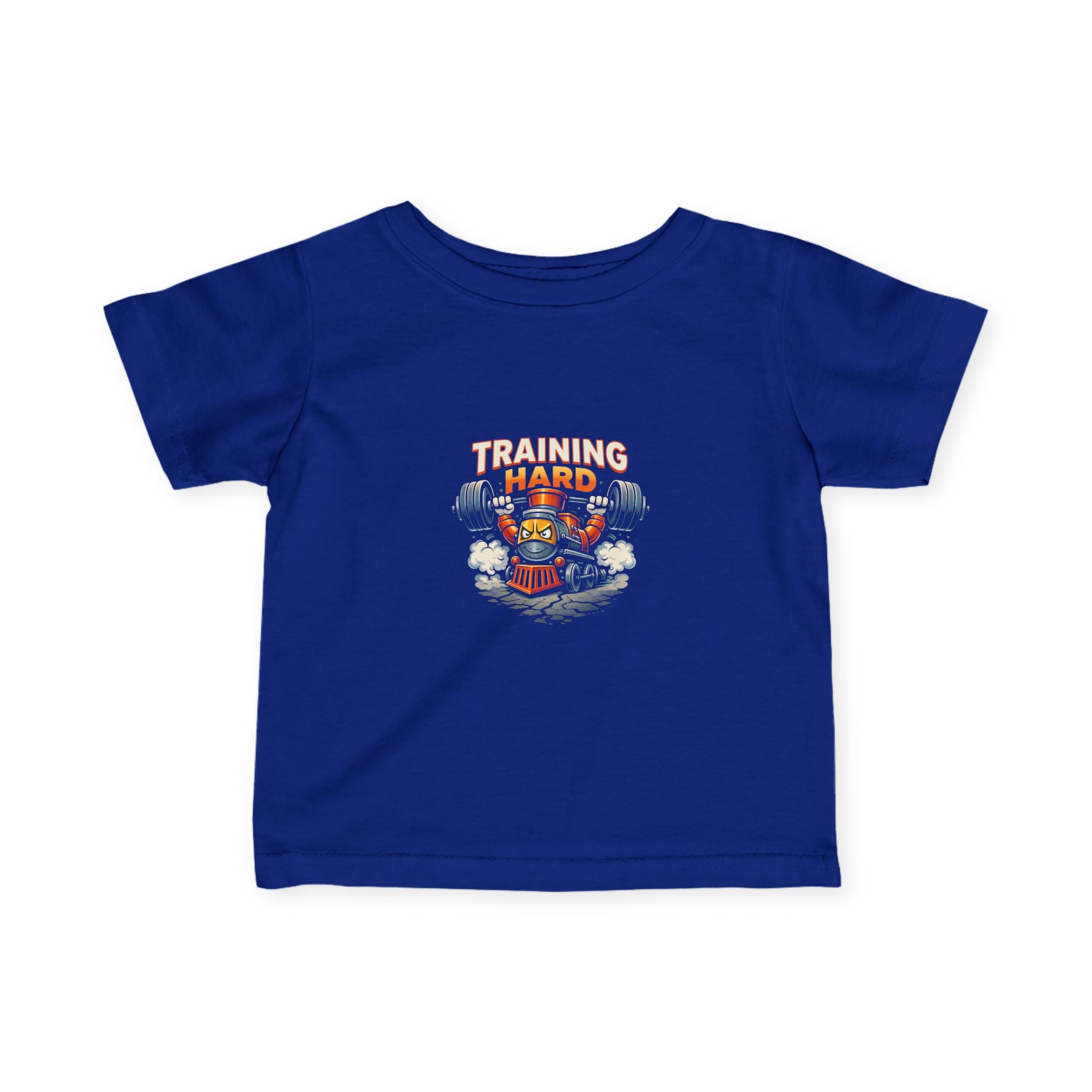 Infant Tee — "Training Hard" Cute Robot Gym Baby Shirt
