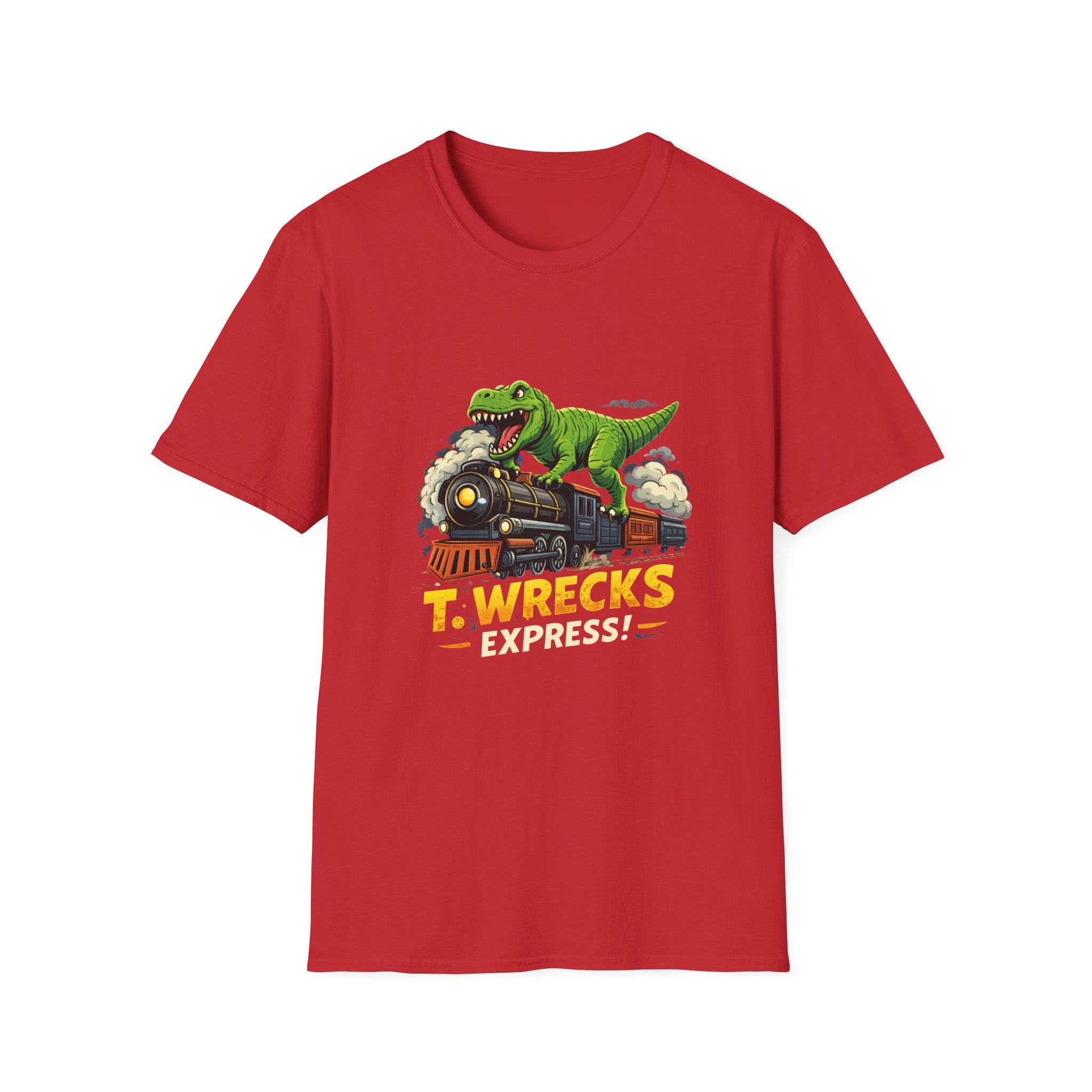 T-Rex Train T-Shirt — "T. Wrecks Express" Dino Graphic Tee