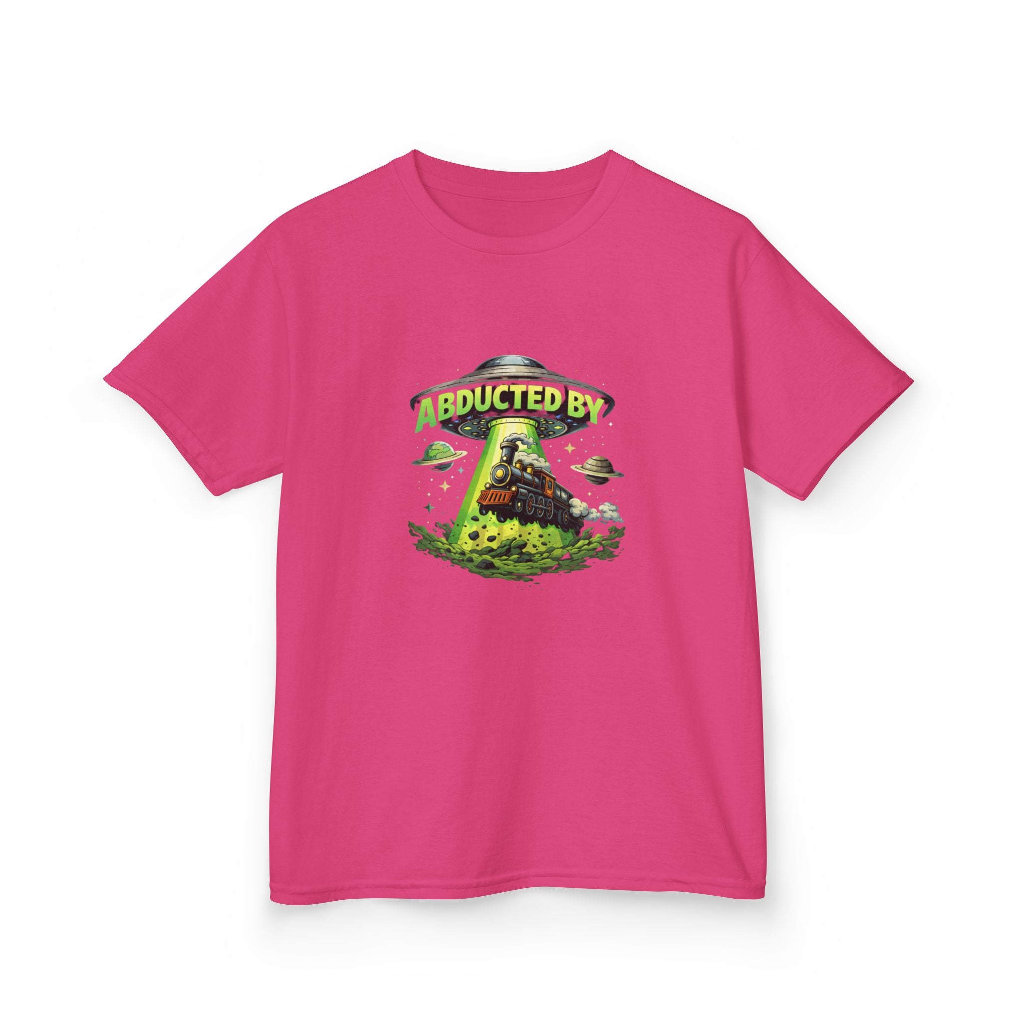Kids Tee — "Abducted By Aliens" Glow UFO Space Graphic