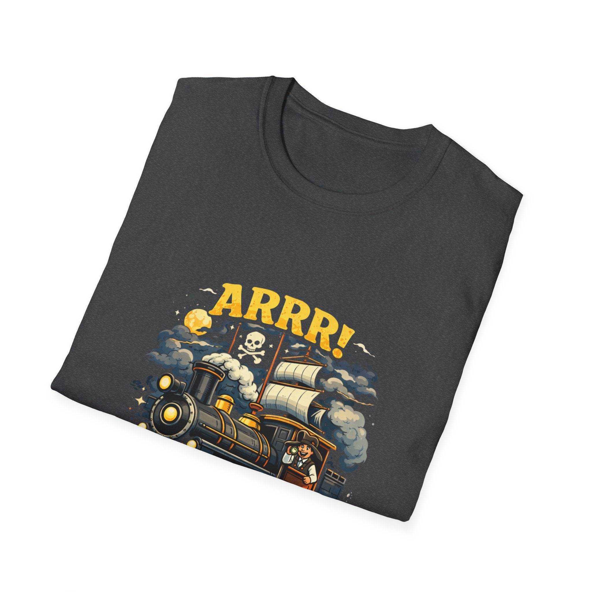Pirate Train T-Shirt — "Arrr! Engine" Vintage Nautical Steam Locomotive Tee