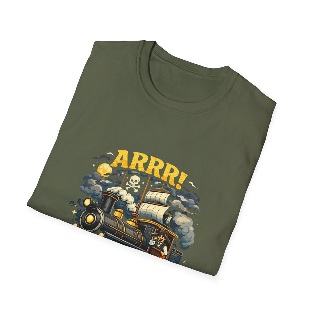 Pirate Train T-Shirt — "Arrr! Engine" Vintage Nautical Steam Locomotive Tee